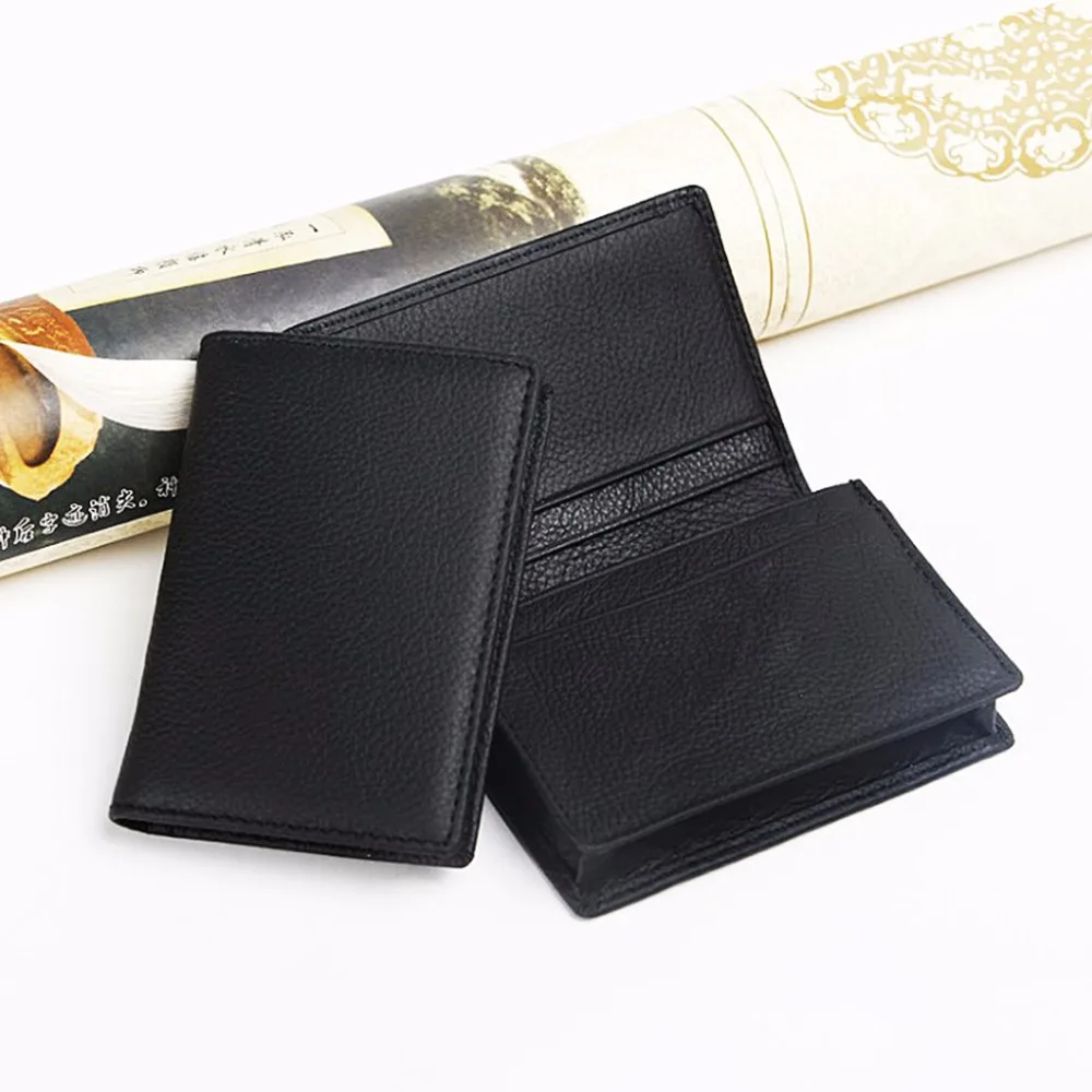 

THINKTHENDO New Men Black Leather Credit Card ID Business Cards Holder Wallet Case Expandable Black Leather Card Holders