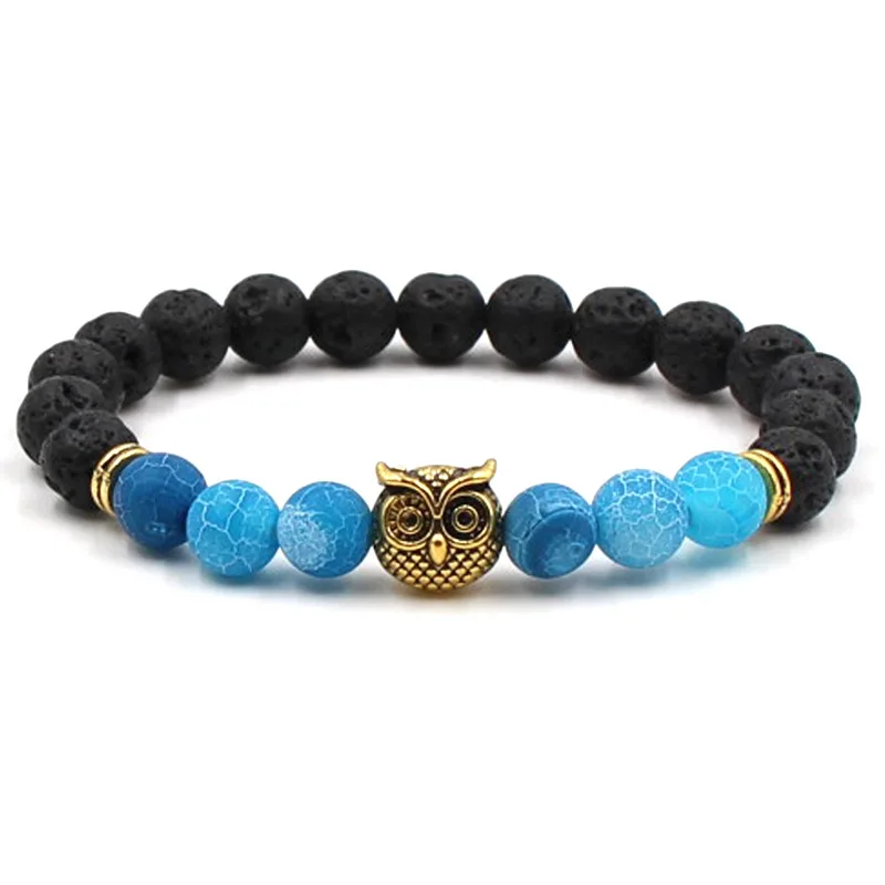 Женский черный лавовый камень 8 мм браслет с рассеивателем для парфюма эфирным