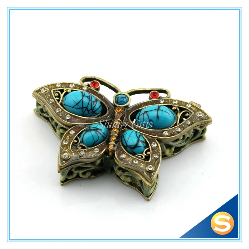 Ручная эмалированная безделушка в форме бабочки Подарочная коробка для