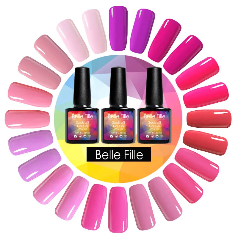 Belle Fille новейшая розовая серия Цвет УФ гель лак для ногтей растворяемый 10 мл Гель