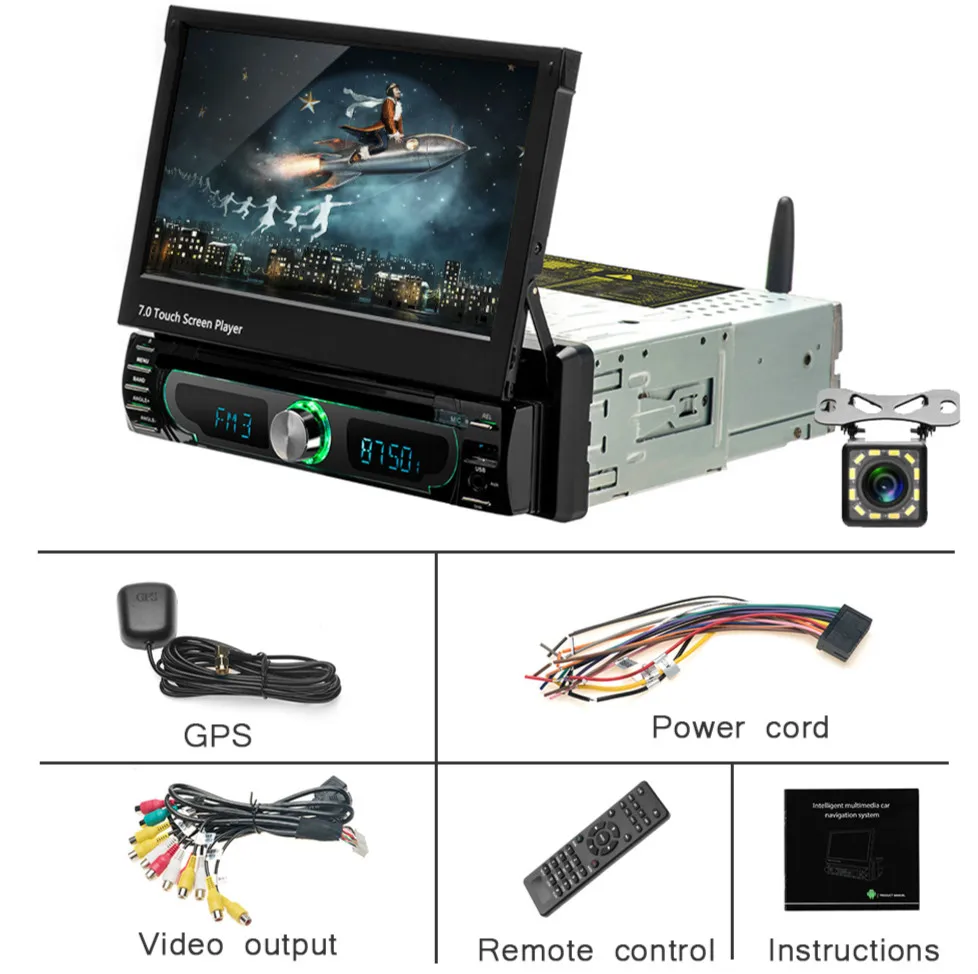 With 12 LED Camera Hikity Android 1 din автомагнитола 7 дюймов gps Автомагнитола Автомобильный мультимедийный MP5 dvd-плеер Поддержка камеры заднего вида с зеркалом ссылка - Цвет: With 12 LED Camera