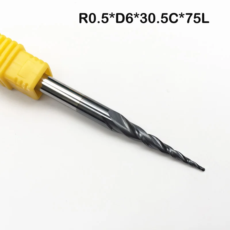 2 шт./лот R0.5 * D6 30 5 75L 2F HRC55 твердосплавные 6 мм сферические концевые фрезы