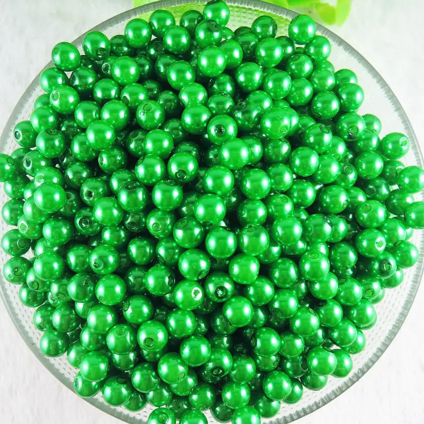

6mm 8mm 10mm 12mm 14mm GreenWholesale Round Beads Plastic Ball Imitation Pearl Bead For Kids DIY Jewelry Decoration AS-36