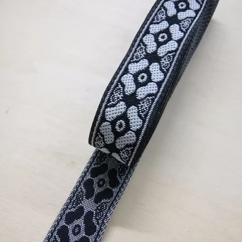 2cm 20mm 7/8' Black White Flower Diy Ethnic Trim Handmade Lace Bedding Costume Curtain Laciness National Jacquard Ribbon Webbing | Дом и