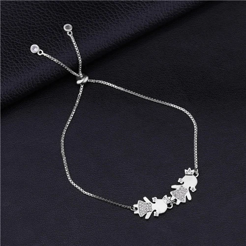 White Gold Juya, женские браслеты ручной работы, товары для мамы+ мальчика+ девочки, звенья цепи, браслеты для ручной работы, подарок на день матери и дочери, ювелирные изделия - Окраска металла: White Gold