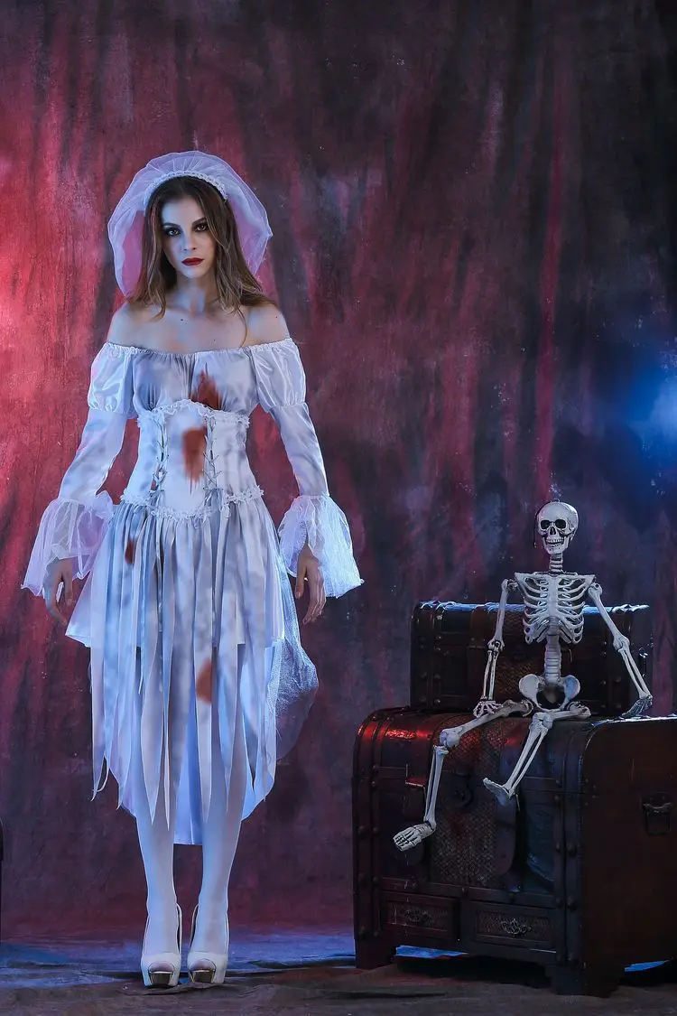 

New Halloween Cosplay Bloody Mary Ghost Bridal Costumes Bar Nightclub Masquerade