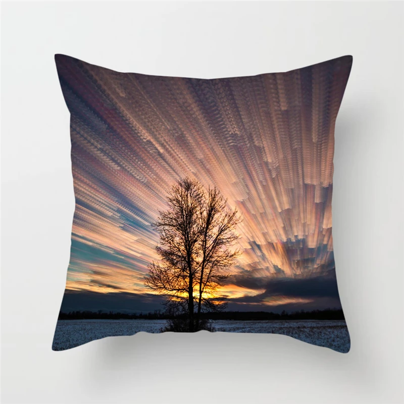 Декоративная наволочка Fuwatacchi с изображением восхода и снега|Наволочки| |