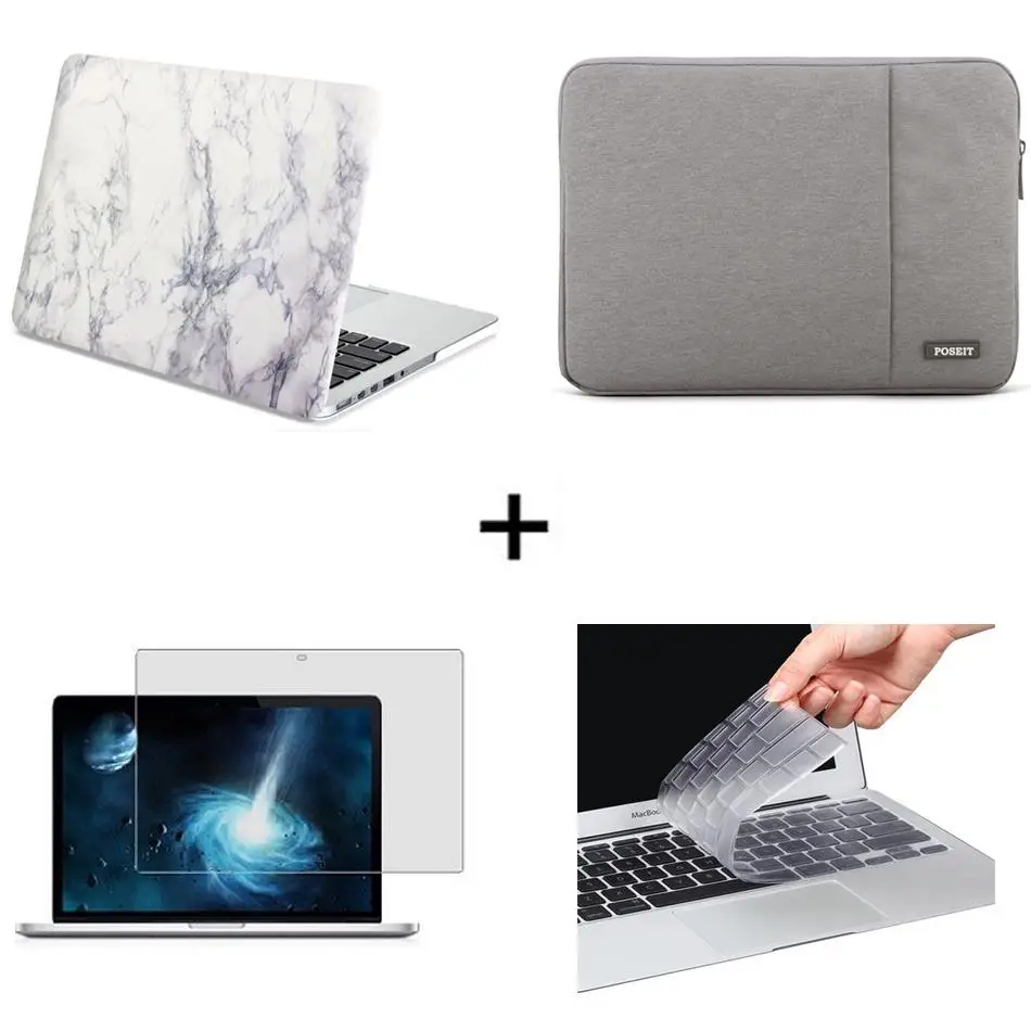 Жесткий матовый чехол POSEIT 4 в 1 с клавиатурой и ЖК-экраном для Macbook Pro Air Retina 11 12 13 15