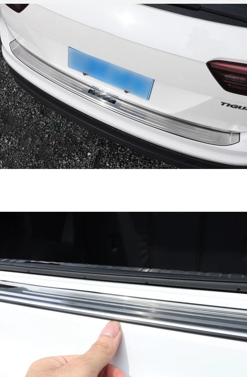 Для Tiguan второго поколения нержавеющая сталь автомобиля задний багажник защита крышка отделка автомобиля задний бампер крышка багажника