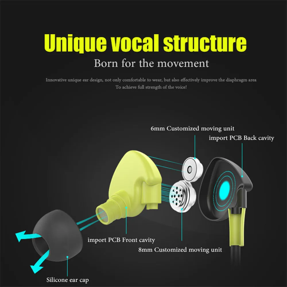 Водонепроницаемые IPX6 проводные наушники спортивные с супер басами для