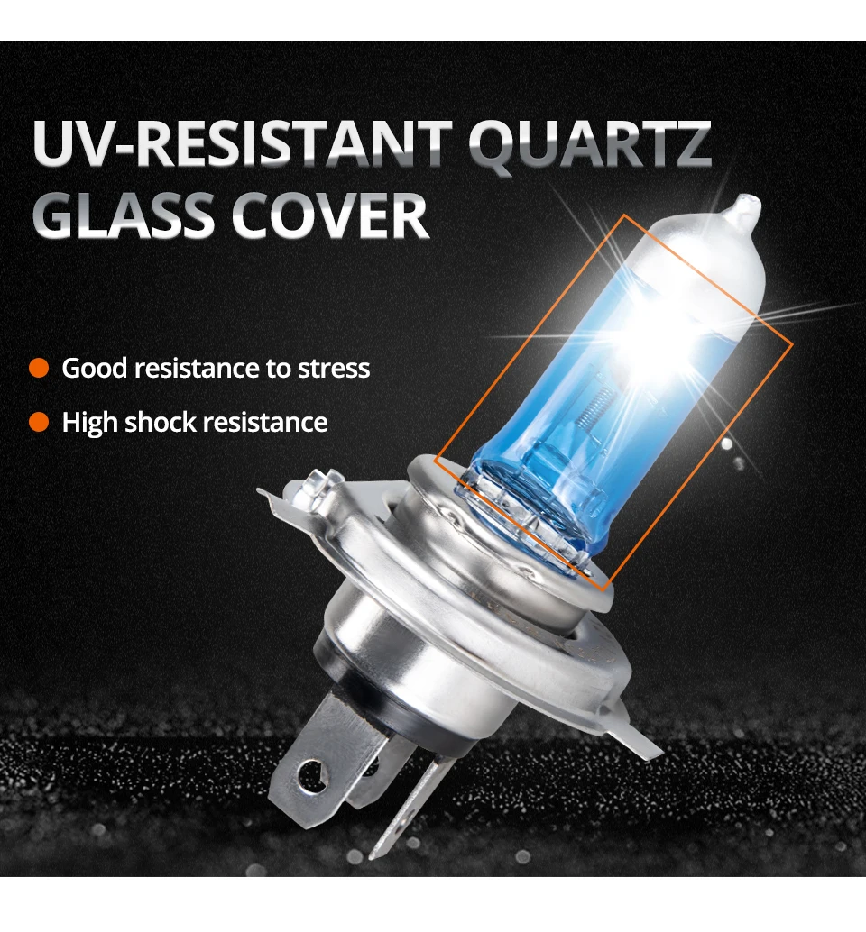 H7 Halogen Lamp h4 yellow xenon 55W 100W 12V car headlight Lamp 2700K 4200K 6500K Light purple Blue Glass Replacement Bulb 1PCS