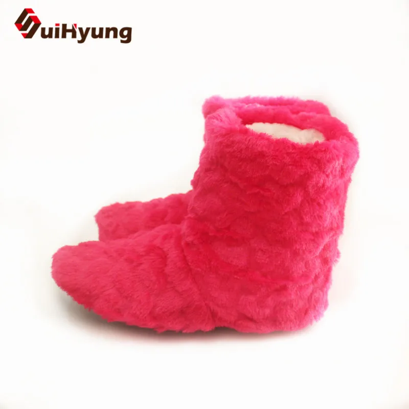 Suihyung Autumn Winter Women Indoor Floor Shoes Short Boots Flock Solid Color Female Bedroom Flat Boots Winter Warm Plush Shoes