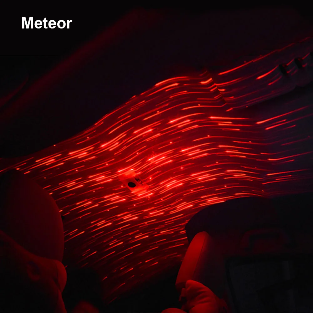 Meteor Mode Мини USB СВЕТОДИОДНЫЙ Автомобильный атмосферный свет звезды 5 в DJ лазерный проектор Музыка Звук дистанционное управление огни автомобиля потолочный светильник - Испускаемый цвет: Meteor Mode