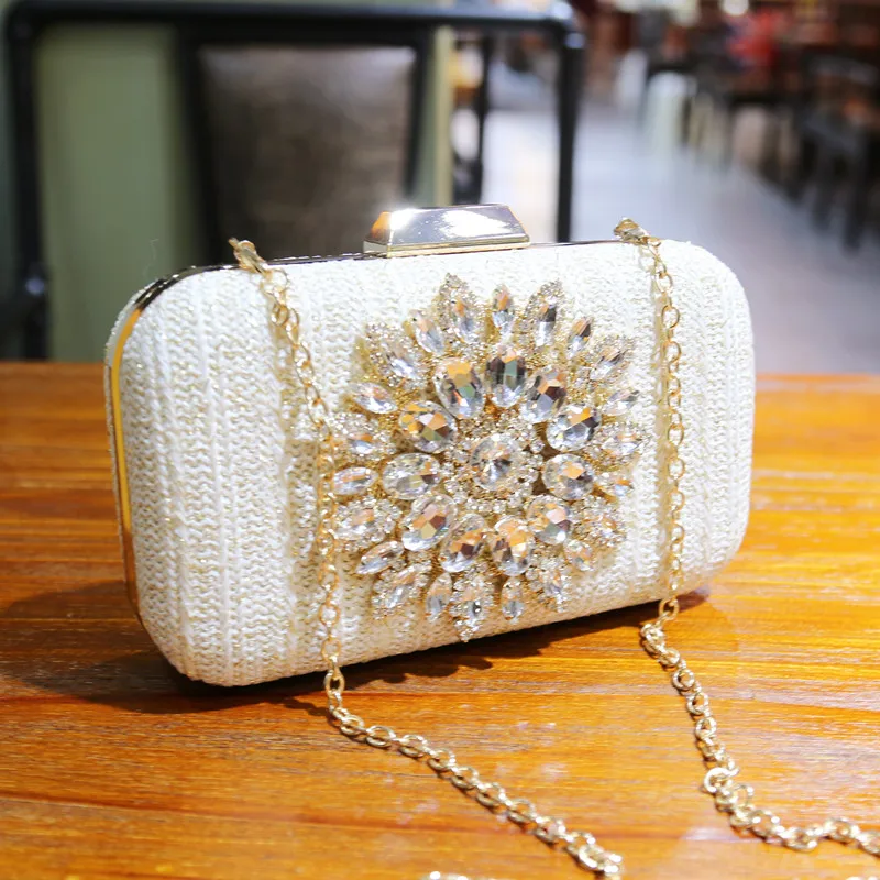 Female Diamond Handbag Vintage Crystal Design Evening Bag Wedding Party Bride Clutch wool Purse rhinestone shoulder bags | Багаж и сумки