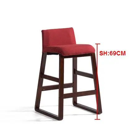 G seat height 69cm Твердый деревянный скандинавский барный стул современный минималистичный передний диван барный стул высокий стул - Цвет: G seat height 69cm