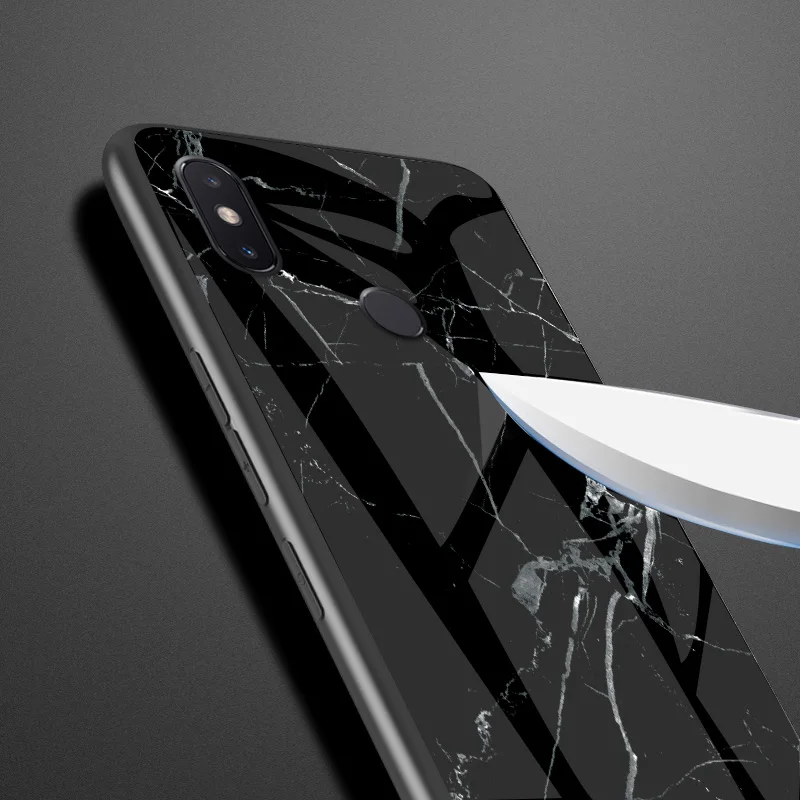 Модный мраморный стеклянный защитный чехол для xiaomi 6X роскошный жесткий A2 |