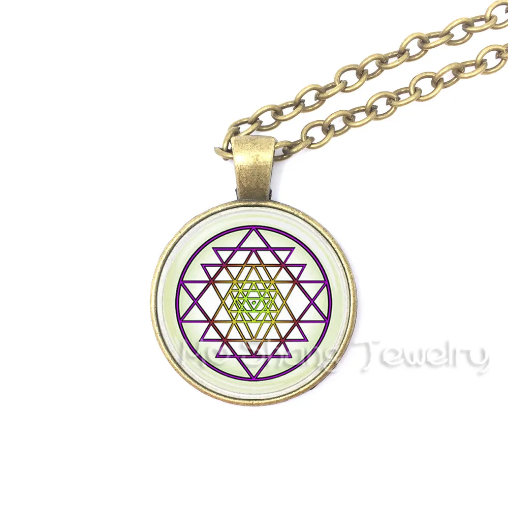 Сакральная Геометрия Цепочки и ожерелья Шри украшения Yantra Стекло купол кулон