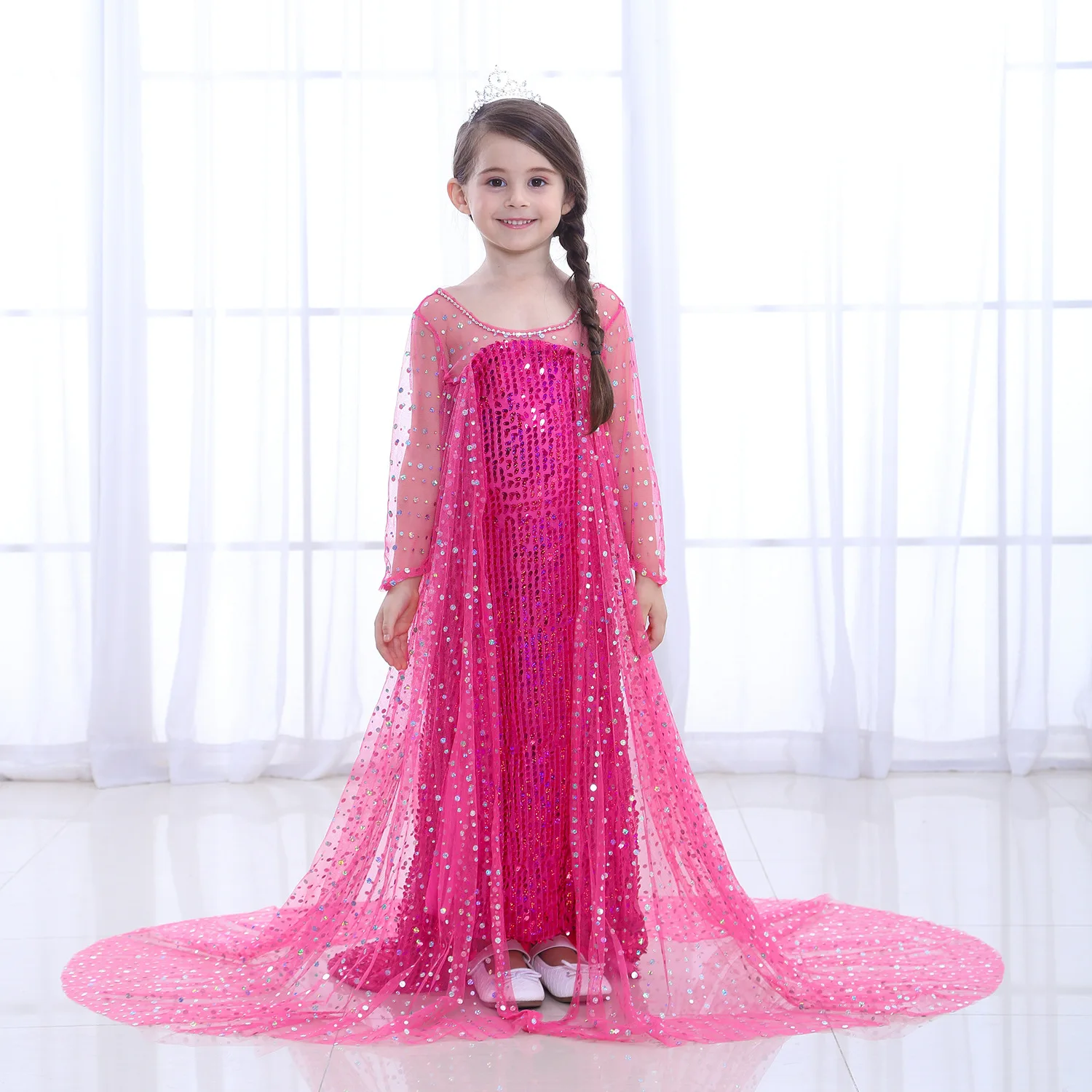 Halloween Children's Wear 2019 Summer Girl Frozen Ice Cold Short Sleeve Dress Female Aisha Children Princess dresses 2 colors |