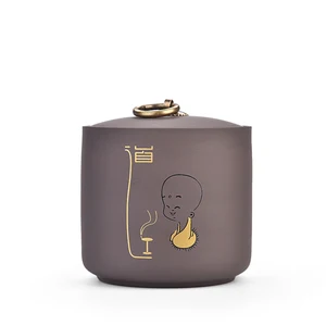 Традиционная Керамическая чайная банка из фиолетовой глины, фотоемкость Для Хранения Сахара, маленькие контейнеры с рисунком монахов, домашний декор, искусство