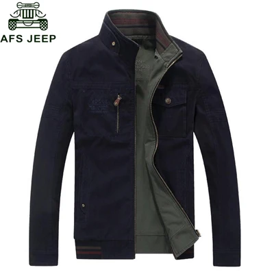 Dark Blue AFS JEEP Мужская куртка ветровка деним хлопок двойной одежды куртки в армейском Военном Стиле зимнее пальто для мужчин фитнес Casaco Masculino - Цвет: Dark Blue