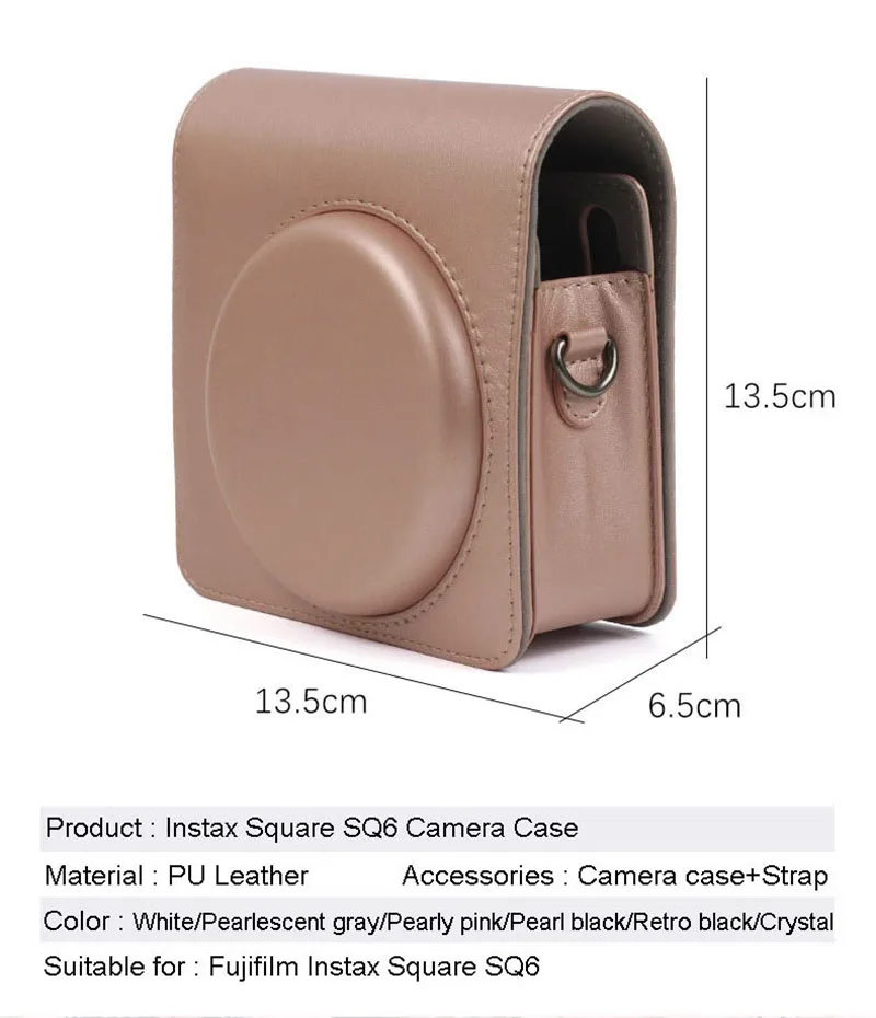 Чехол для Камеры Funda Instax для Fujifilm Instax квадратная SQ6 мгновенная камера PU кожаные сумки с плечевым ремнем для чехлов Instax SQ6