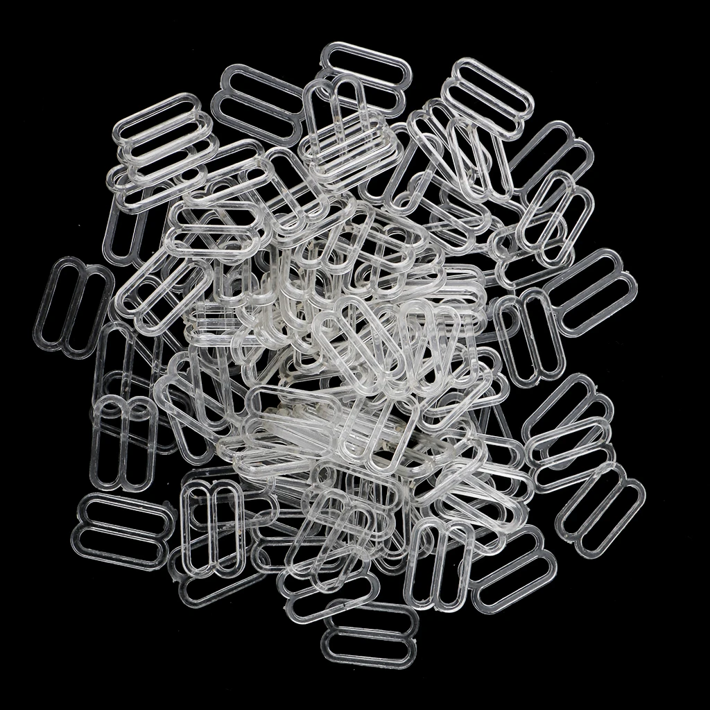 Clear 15mm 100 шт пластиковое нижнее белье бюстгальтер ремень ползунки регулятор крюк для корсета подвязки бикини - Цвет: Clear 15mm