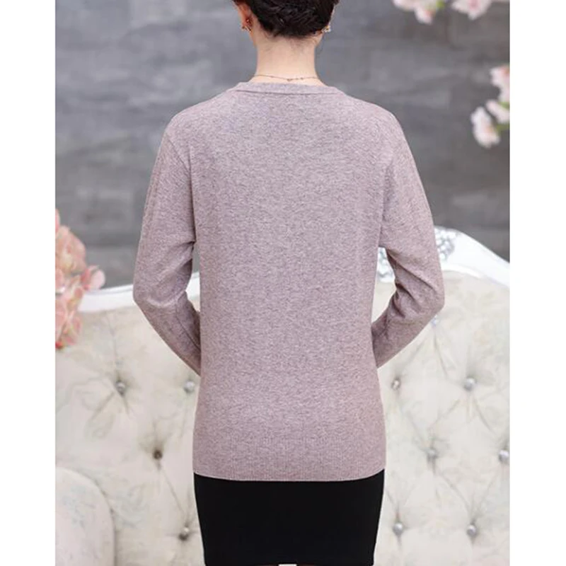 Women Sweater Pullover Spring Autumn Mother Costume O-neck Long-sleeved Large Size Knitted Clothing Casual Tops J1 | Женская одежда