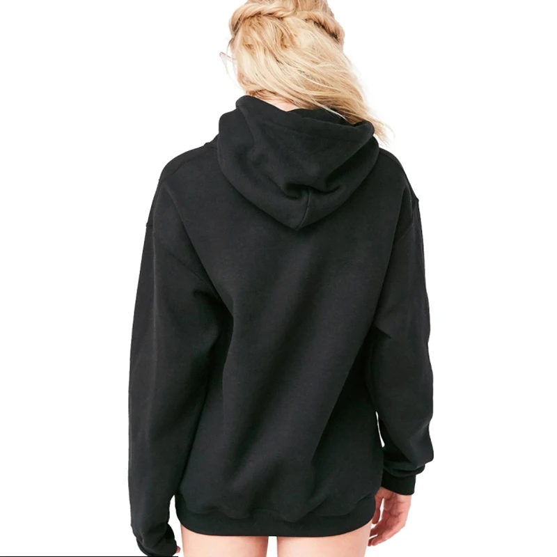 Толстовка HDY Haoduoyi Женская черная синяя с карманами на шнурках|hoodies female|sweatshirt