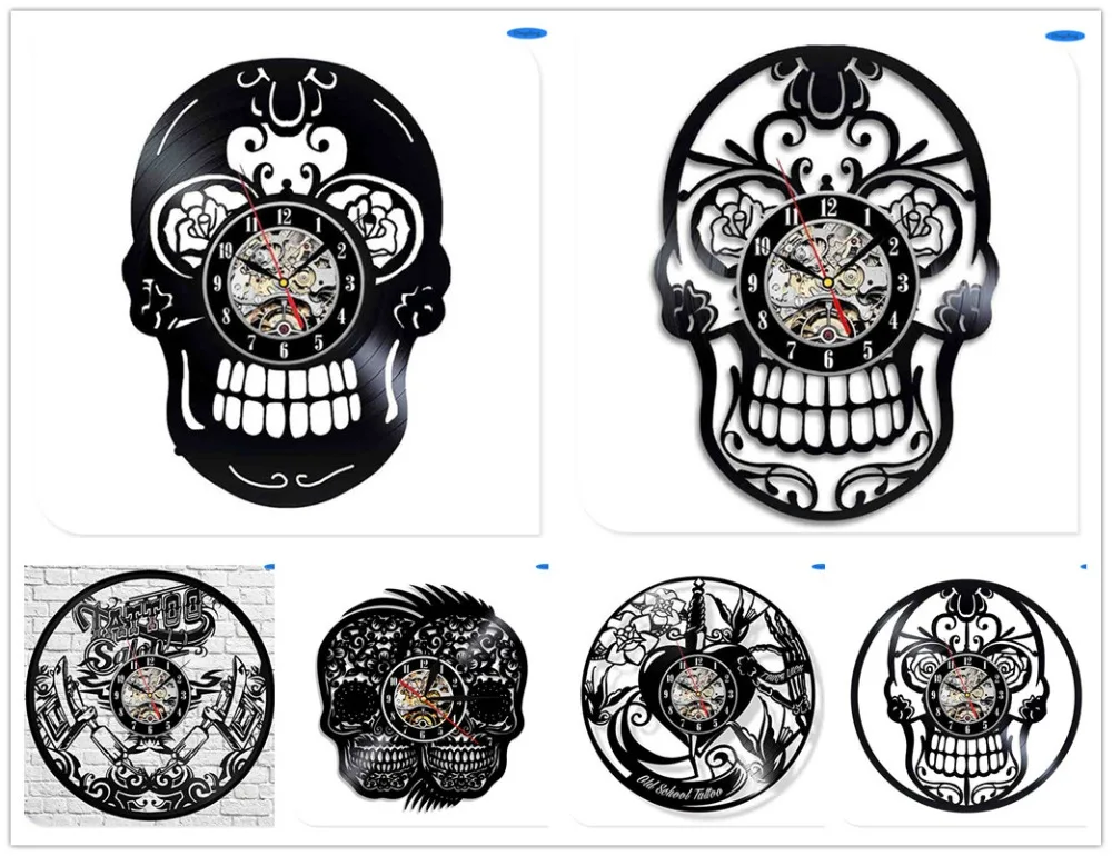 Настенные часы 3D с виниловой пластиной и CD диском для тату салона|3d wall clock|wall clockhome