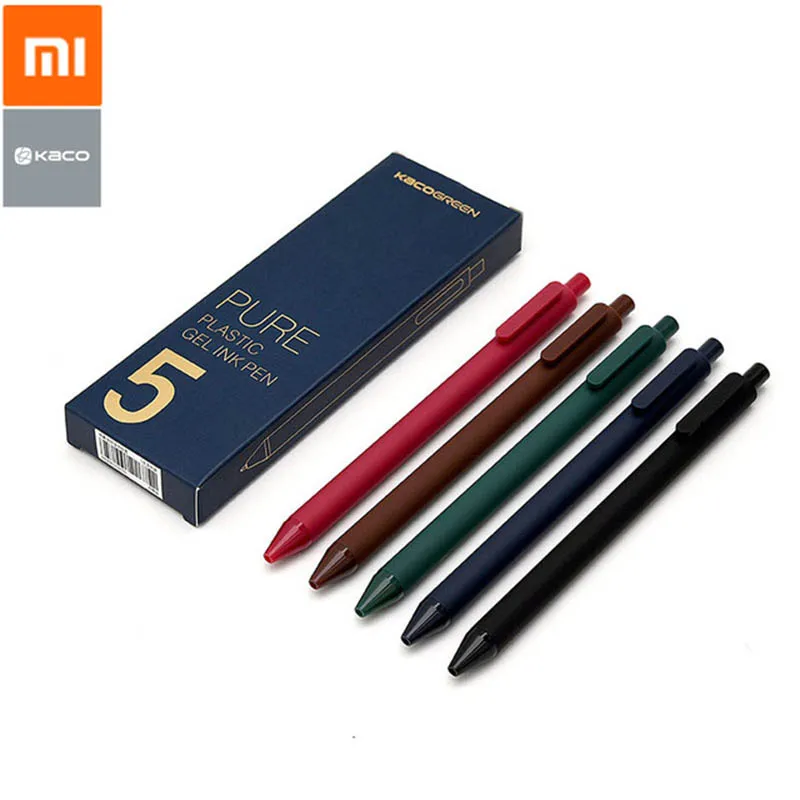 5 шт./упак. Xiaomi KACO 0,5 мм знак ручка гладкая чернила прочный подписи 5 цветов для студентов школы/офисных работников