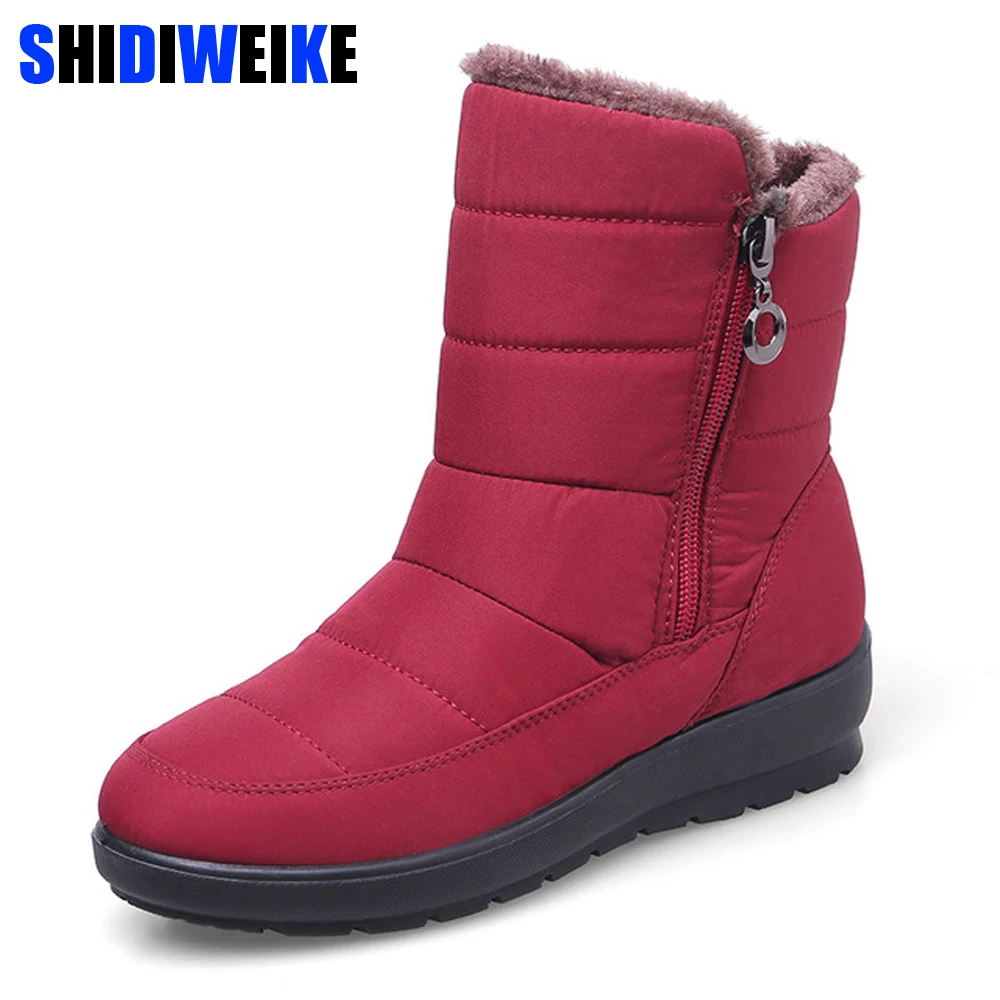 SHIDIWEIKE/Новинка 2019 года нескользящие Водонепроницаемые зимние сапоги женская