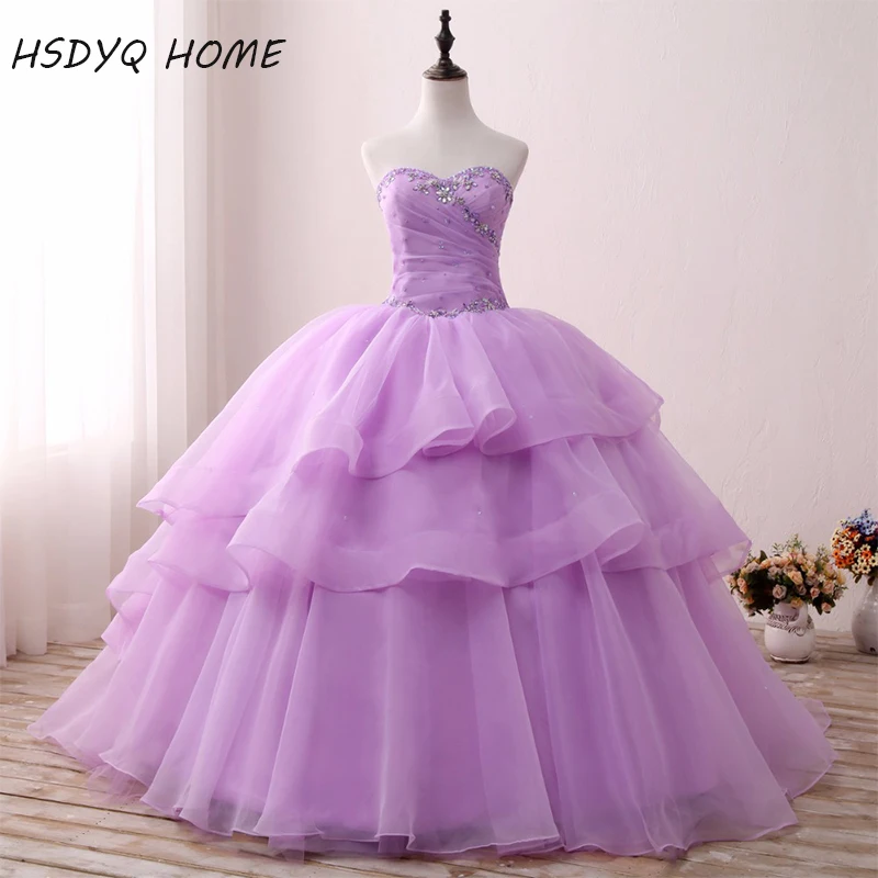 Светильник фиолетовые платья для Quinceanera дешевые женские 15 лет потрясающие на