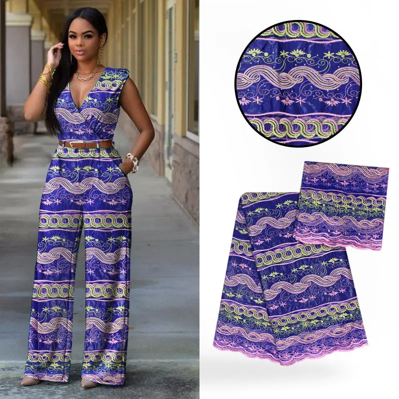 

African fabric flowers bazin riche getzner for dress material tissu africain brode coton tulle lace patchwork fabrics B180907