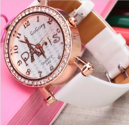 Женские кварцевые часы с кожаным ремешком Эйфелевой башней | Наручные