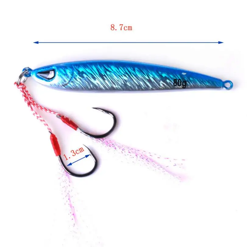 YUZI Metal Jigging Fishing Lure 80g 87mm Vertical/SpeedJigs Hard Bait Sinking Spoon Tackle for Dogtooth Tuna | Спорт и развлечения