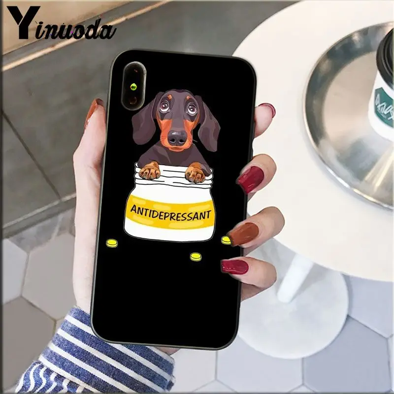 Yinuoda такса силуэт ТПУ чехол для телефона с изображением на задней панели Apple iPhone 8 7