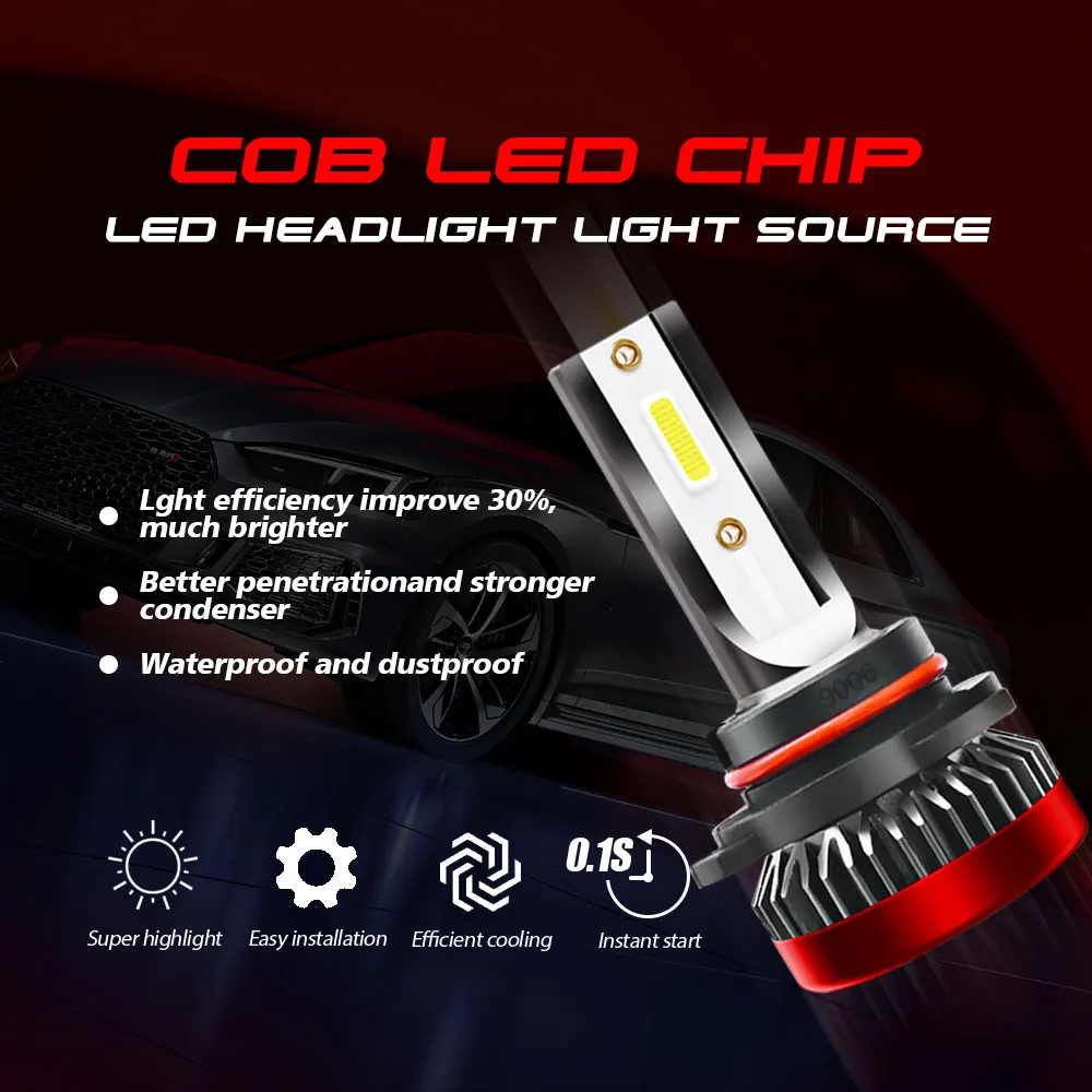 2x автомобильная лампа для Фар H4 LED H7 H1 9005 HB3 9006 HB4 H8 H9 H11 9012 80 Вт 8000LM 6000 К