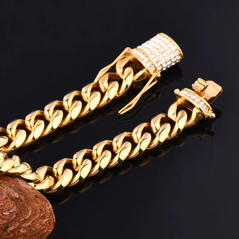 Ожерелье мужское из нержавеющей стали золотого цвета в стиле хип-хоп цепь