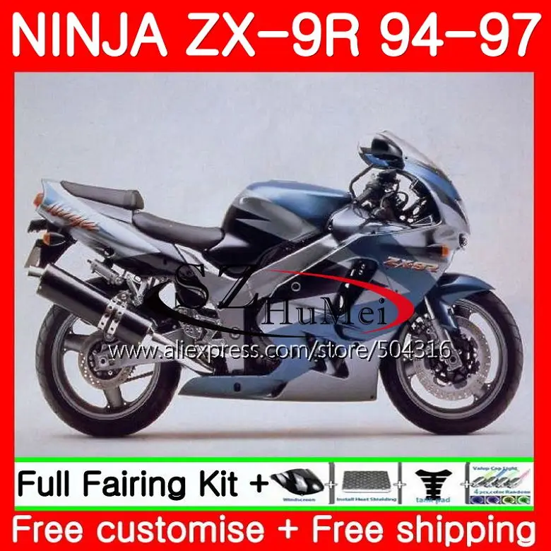 

Bodys For KAWASAKI NINJA 900CC ZX-9R 94-97 Blue grey ZX900 21SH11 ZX 9 R ZX 9R 94 95 96 97 ZX9R 1994 1995 1996 1997 Fairings
