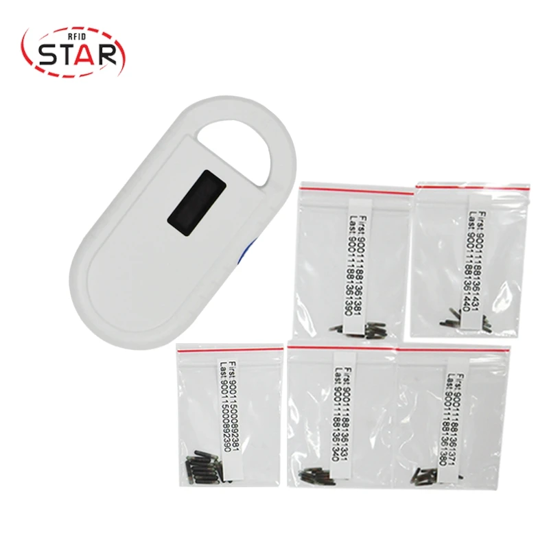 Портативный считыватель Микрочипов Rfid для домашних животных + 10 шт. 1 25*7 мм rfid