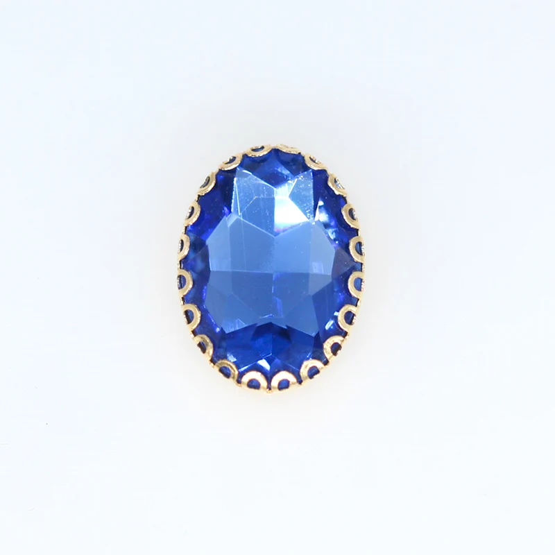 mid sapphire Все размеры, Овальный стеклянный камень, пришитые хрустальные стразы, Золотая основа, кружевная коготь, свадебная обувь, сумки, сделай сам, отделка, ювелирное изделие, бисер - Цвет: mid sapphire