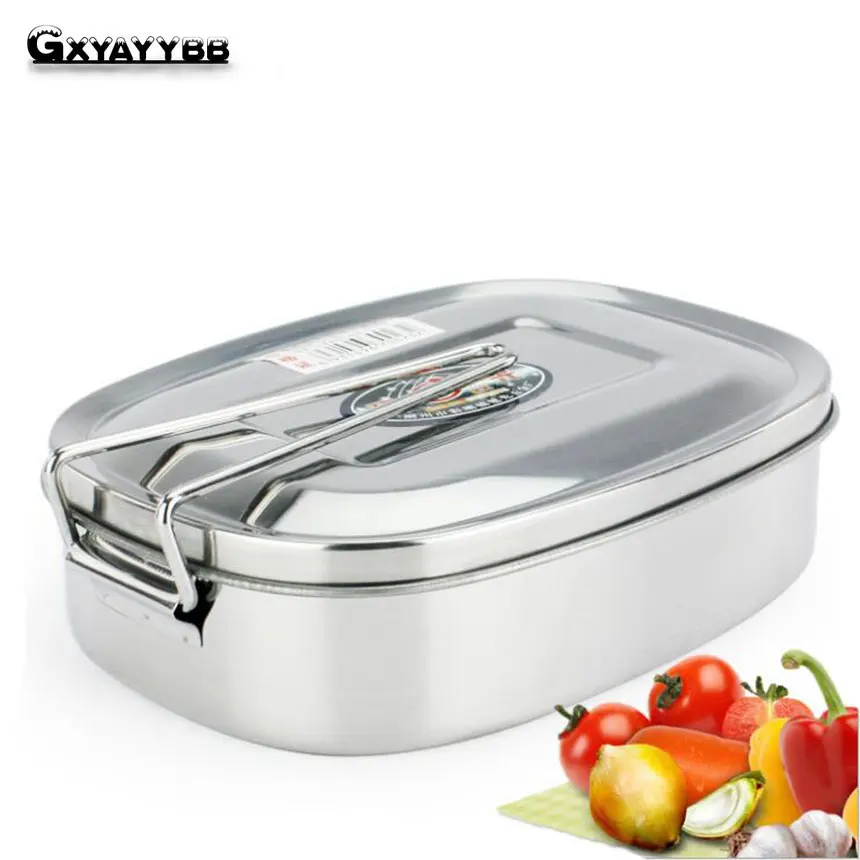 Ланч бокс GXYAYYBB из нержавеющей стали со складной ручкой Bento для обедов детский