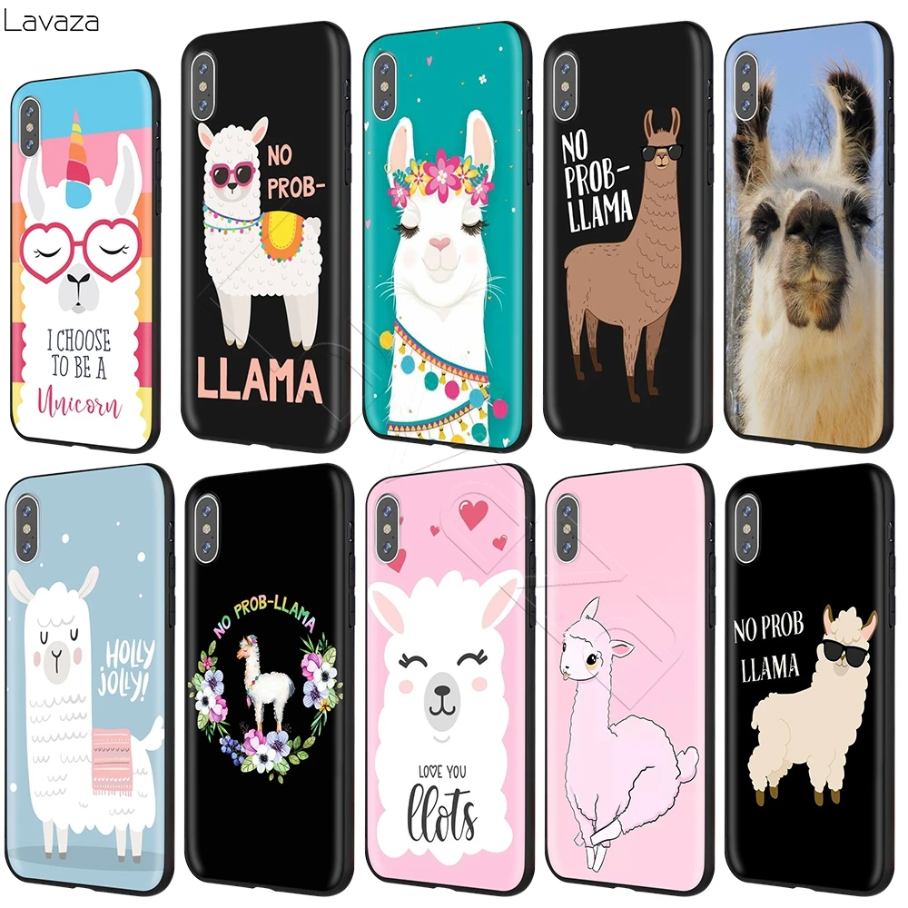 Чехол Lavaza No Prob Lama Llama Alpacas для iPhone 11 Pro XS Max XR X 8 7 6 6S Plus 5 5S se