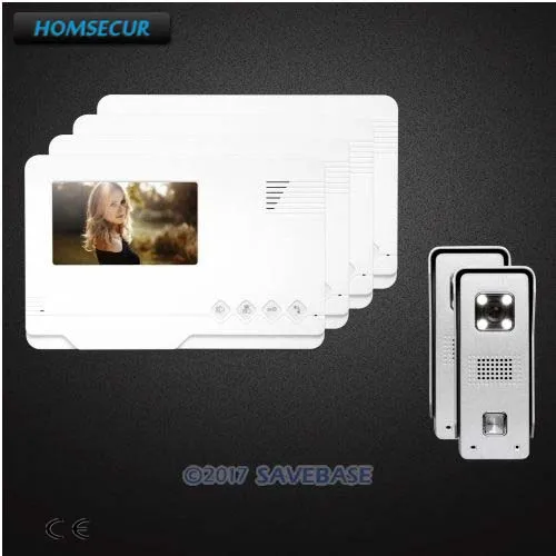 HOMSECUR 2V4 4 3 &quotTFT lcd Видео домофон система с CMOS 700 TVLine камера для домашней