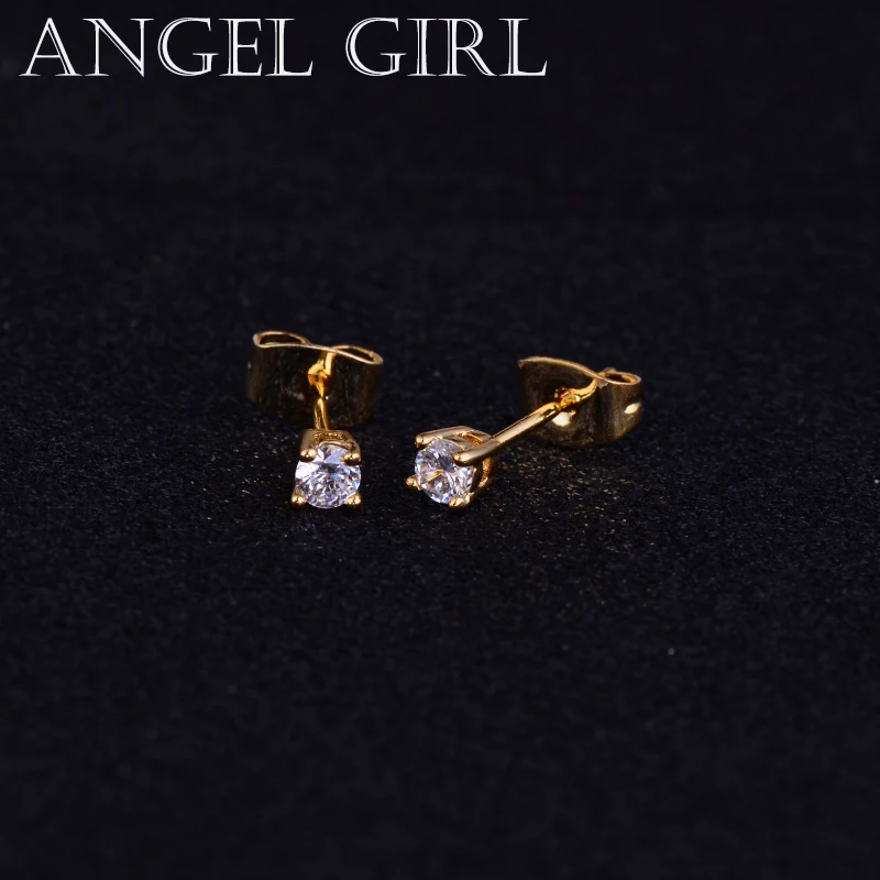 Angel Girl модные популярные круглые 3 мм Австрийские кубические циркония серебряные