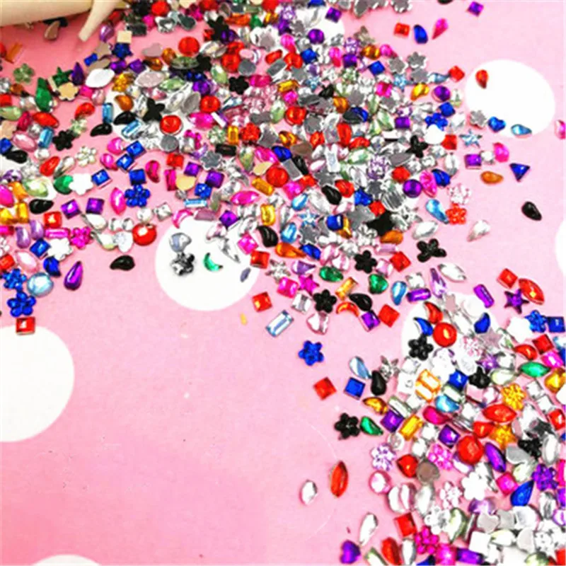 Новинка 2000 шт. Стразы для ногтей красочные кристаллы разных размеров шпильки