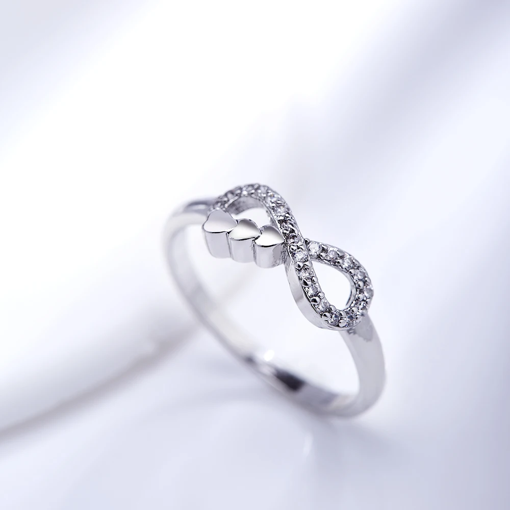 New Design Fashion Alloy Crystal Rings Gold /Silver Color Infinity Ring Infinty Statement Jewelry Wholesale for Women | Украшения и
