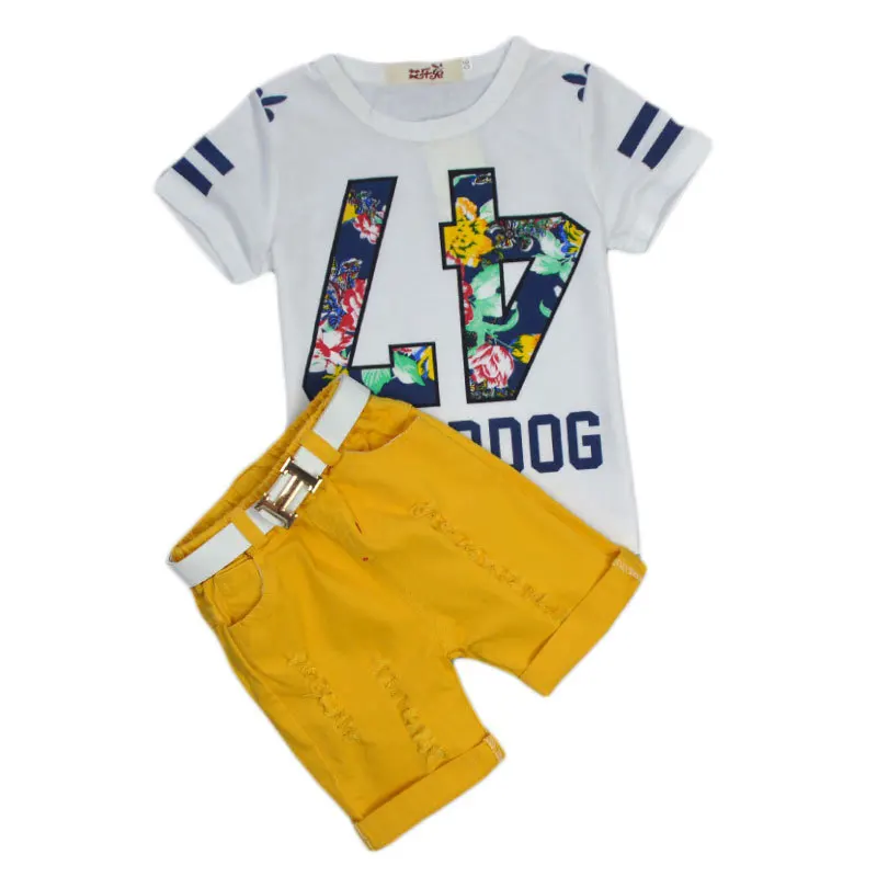2018 2-6 Age Boy Brand Set Summer for Children Clothing Sets Baby Boys T Shirts+shorts+belt 3pcs Pants Sports Suit Kids Clothes |