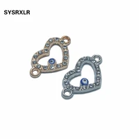 wholesale 10 pcs rose goldsliver heart shaped evil blue eye connectors fit jewelry making accessories diy bracelet necklace