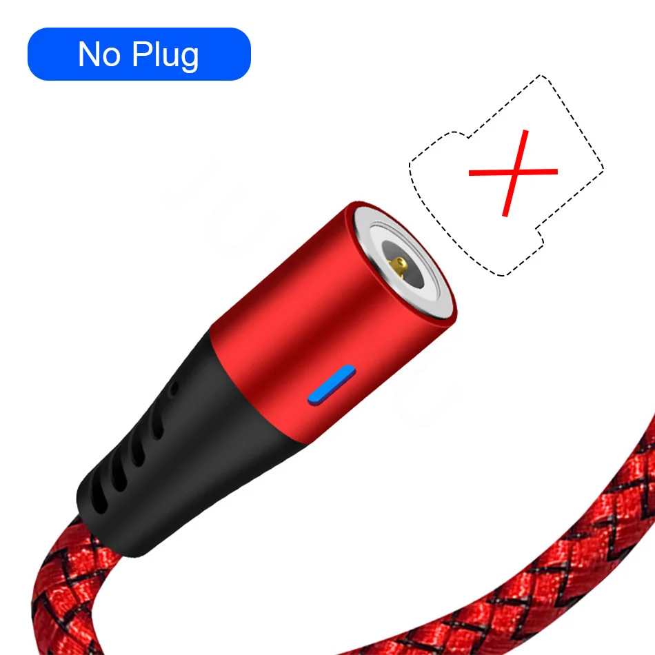 1 м/2 м 360 СВЕТОДИОДНЫЙ Магнитный зарядный кабель для iPhone XR XS MAX X 8 7 6 Plus Магнитный зарядный кабель Micro USB type C - Цвет: Red Cable No Plug